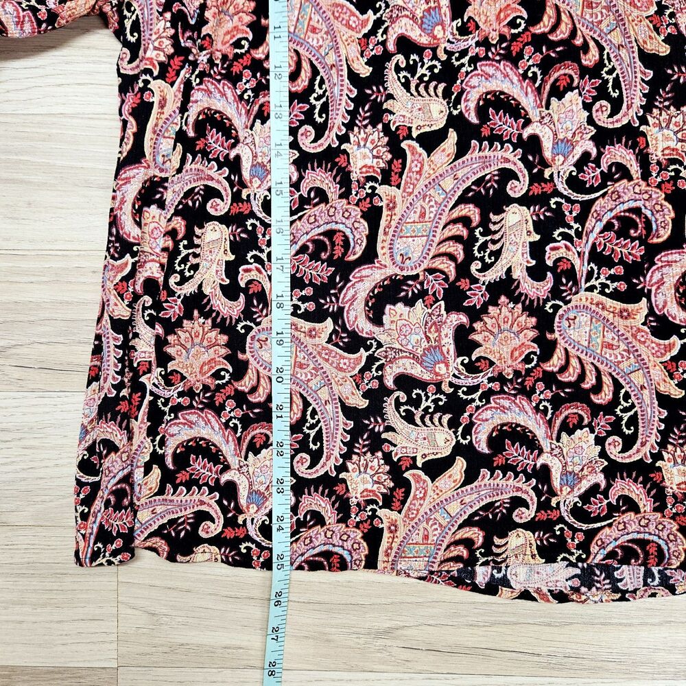 Knox Rose Womens Black Boho Floral Paisley Blouse Size Large Ruffles Longsleeve - Picture 7 of 9